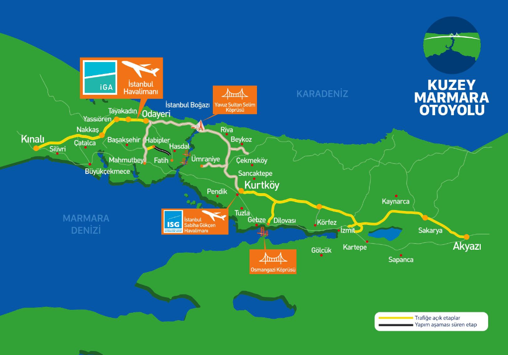 İstanbul Kuzey Marmara Otoyolu Haritası